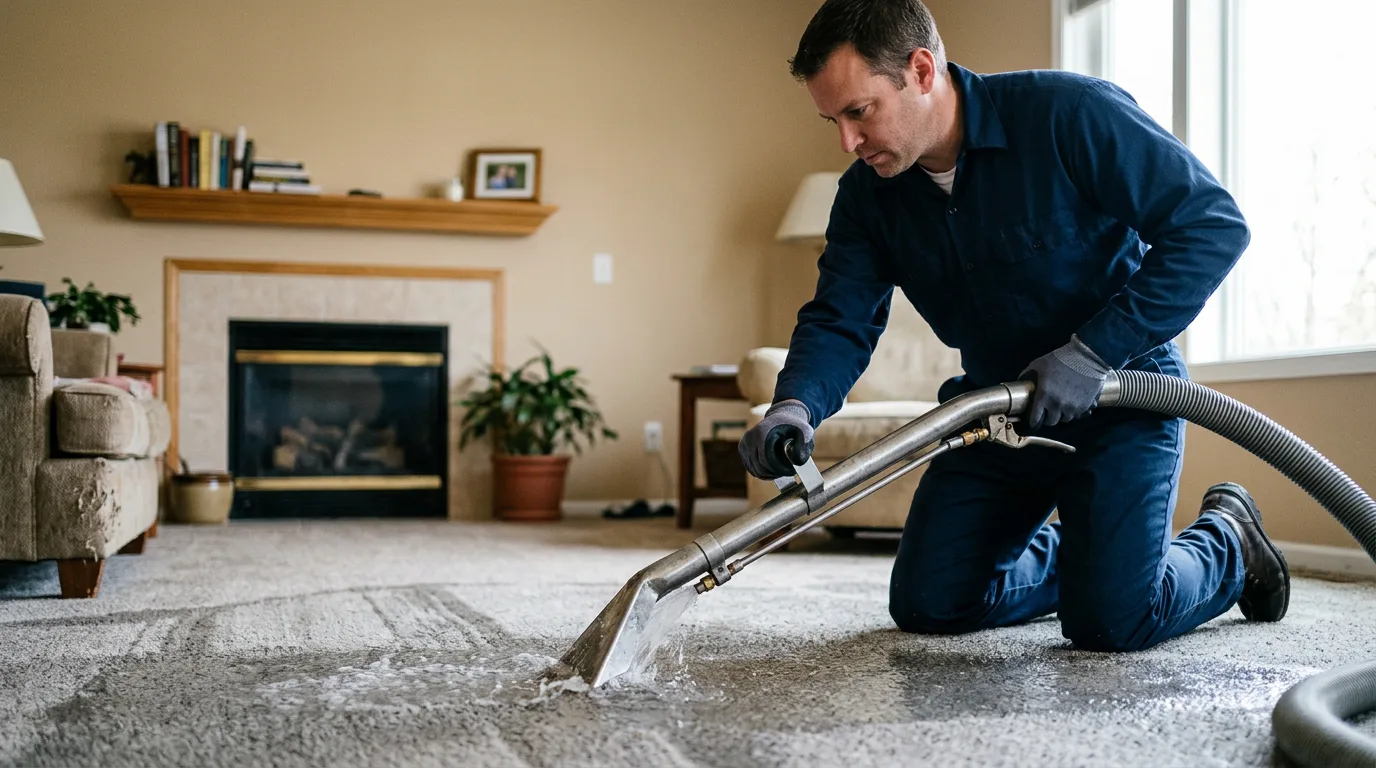 Water damage restoration technician working near East Liberty, OH